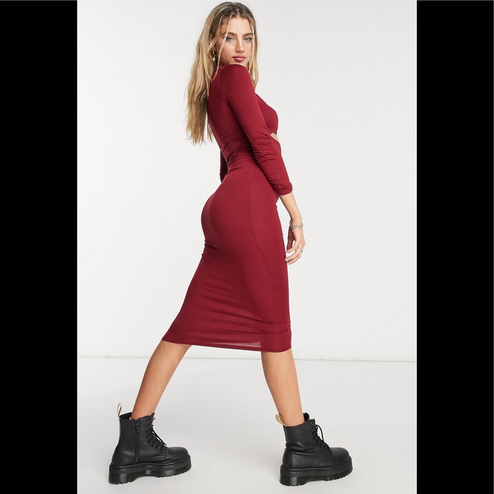 ASOS Design bolero cutout bra long sleeve midi dress - Picture 3 of 6